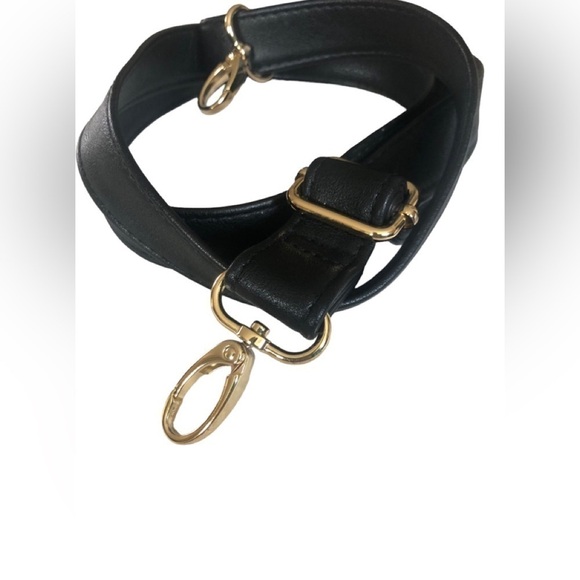 Adjustable Faux Leather Long Handbag Purse Strap Handle Black Gold Hardware 28” - Picture 3 of 3